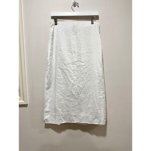 Forever 21 NWT White Long Maxi Skirt Side Slit Crinkle Textured Size L